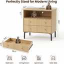 27" Fluted Oak Nightstand with Charging Station, Wide Wood Bedside Table