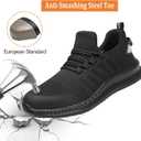 Steel Toe Shoes for Men and Women Comfortable Lightweight Work Safety Shoes Puncture Proof Slip Resistant Indestructible Sneakers Construction Work Utility (Black) M13