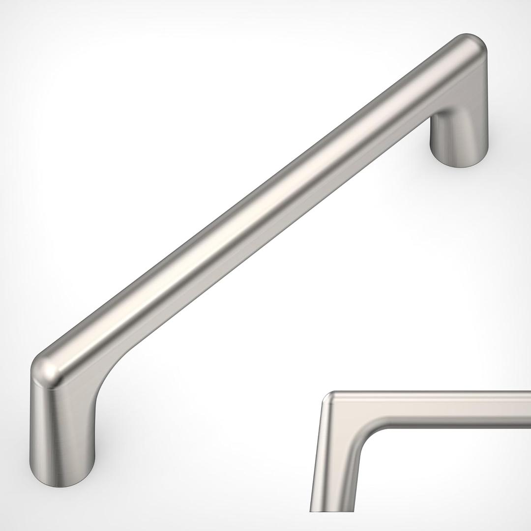 Amerdeco 10 Pack Brushed Satin Nickel Cabinet Pulls 3.75 Inch(96MM) Hole Centers Kitchen Cabinet Handles Hardware Kitchen Handles for Cabinets Cupboard Handles Drawer Pulls ZH0041