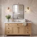 Bathroom Mirror for Wall, 30x22 Inch Rectangle Mirror, Matte Black Metal Framed Bathroom Vanity Mirror for Restroom Farmhouse, Anti-Rust, Tempered Glass, Horizontally or Vertically Hanging
