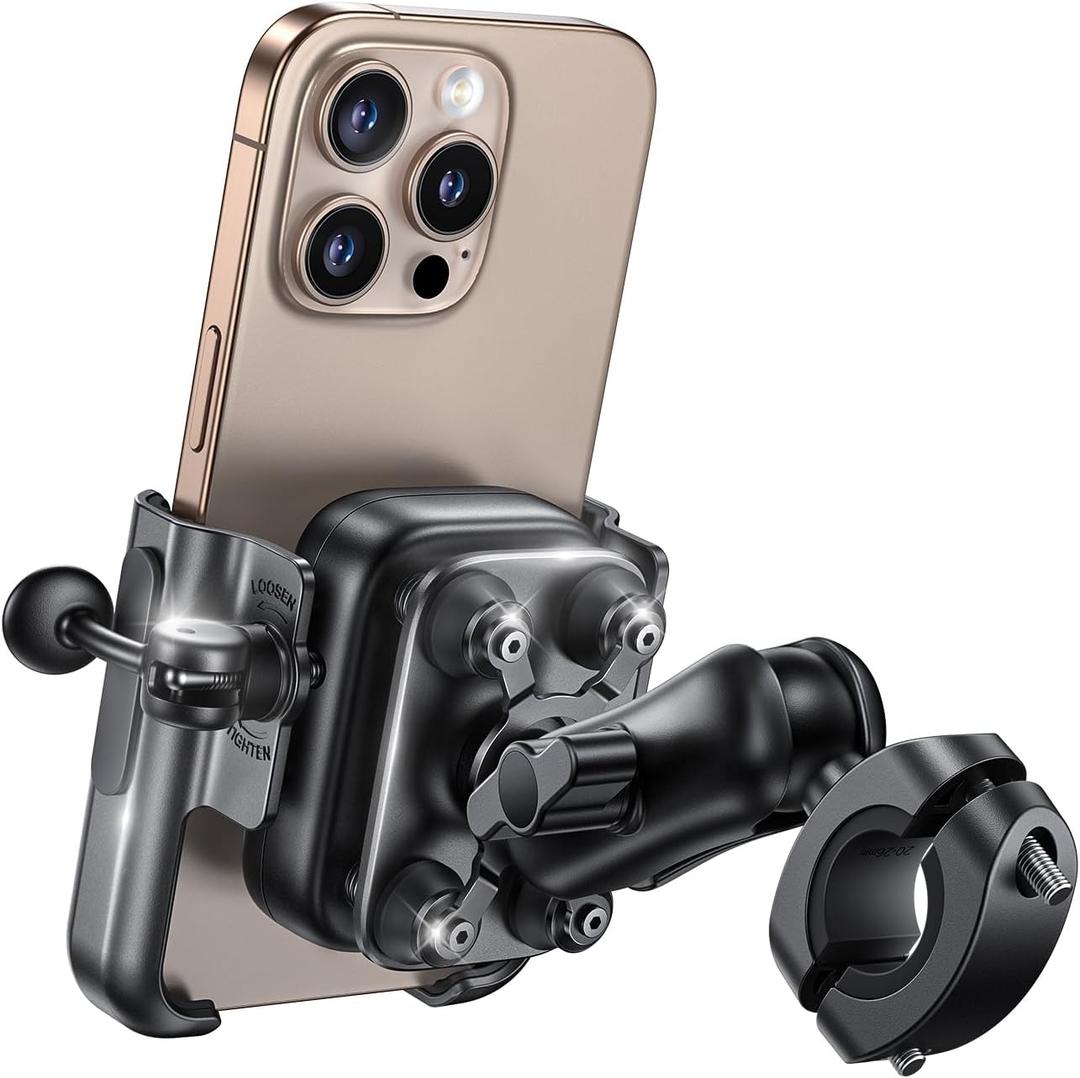Lamicall All Metal Motorcycle Phone Mount - [Anti Shake] [Extendable Arm] Bike Phone Holder Handlebar Clamp, Bicycle Cell Phone Mount, for iPhone 16 Pro Max, 15 14, Galaxy S24 Ultra, 4.7-7.2" Phones
