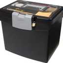 Storex 61504B02C Portable File Box with XL Lid, 11 x 13-1/2 x 11 Inches, Black