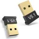 2 Pack Bluetooth Adapter for PC, Wansurs USB Bluetooth Adapter 5.1 EDR, BT Dongle Wireless Receiver for Speaker, Mouse, Keyboard, Headphones Compatible with Win10/11