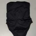 OQQ Womens Tube Bodysuits Strapless Basic Sleeveless Ruched Stretch Classic-Fit Tops Sexy Bodysuits (Small, Black)