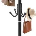 ZIECUKU Metal Coat Rack with Natural Marble Base,360°Rotary Coat Rack Stand with 14 Hooks,Modern Freestanging Coat Racks for Entryway,Office,Black Coat Jacket Hanger Tree Stand for Coats, Scarves