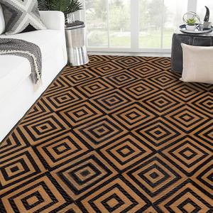 Reversible Mats, Outdoor Patio Rugs, Plastic Straw Rug, Modern Area Rug, Floor Mat for Outdoors, RV, Patio, Backyard, Deck, Picnic, Beach, Trailer, Camping (Diamond Black & Brown, 9' x 12')