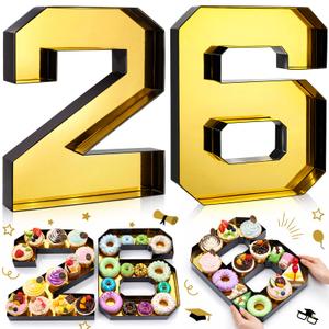 2 Pcs 13.7" 26 Cardboard Charcuterie Numbers Fillable Graduation Board Number Large Fillable Numbers 2026 Letters Trays for Food Chocolate Candy School Congrats Grad Party Supplies(Green)