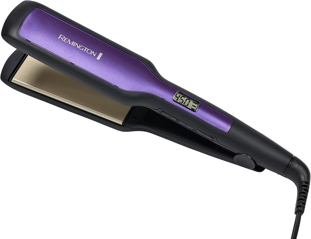 Remington 1 3/4" Flat Iron, Hair Straightener with Anti-Static Technology, 30-Second Heat Up & 60 Minute Auto Shut-Off, 30% Longer Ceramic Floating Plates, Titanium + Ceramic Coating (Purple)