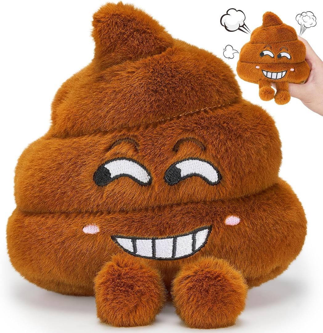 Farting Poop Plush Toy Funny Poop Toy with 30 Hilarious Fart Sounds, Soft & Durable Gag Gift for Kids, Pets, and Pranks Great Decor for Home, Office, or Parties