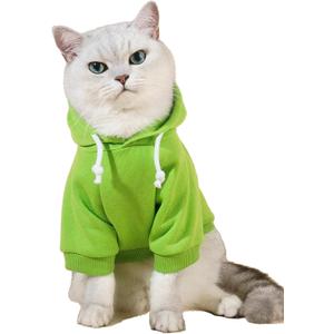 QWINEE Basic Dog Hoodie Sweatshirt Puppy Sweater Warm Cat Costumes Pet Clothes for Chihuahua Puppy Kitten Medium Dogs Green, Medium