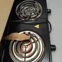 MegaChef Electric Easily Portable Ultra Lightweight Dual Coil Burner Cooktop Buffet Range in Matte Black