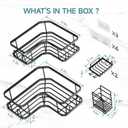Veken Corner Shower Caddy 5-Pack, Advanced Rustproof Design, No Drilling Adhesive Shelves, Rack with Soap Holder, Bathroom Organizers and Storage, Wall-Mounted Kitchen&Home Decor,Black,Gifts for Mom