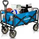 TULEX 4324 Wagon Cart with Wheels Foldable - Collapsible Utility Wagon Heavy Duty, Folding Grocery Wagon, All Terrain Wagon Outdoor Camping Garden, Blue. (Blue)