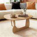 Modern Solid Wood Coffee Table, Unique Triangle Center Table for Living Room,35.4" x 22.8" x 16.5" Natural, Medium 35.4 * 22.8 * 16.5 in