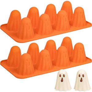 2pcs 3D Ghost Silicone Mold Halloween Baking Molds for Chocolate Jello Candy Gummy Cake Pop Soap Food Ice, Cute Ghost Jello Shot Mold Halloween Chocolate Molds Silicone Shapes Halloween Bakeware