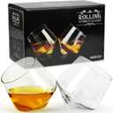 Barbuzzo Rolling Whiskey Glasses (Set of 2)  Hand-Blown Stemless Whiskey Glasses That Roll for Better Aeration  Perfect for a Variety of Spirits, Malts, Highballs and Cocktails  Holds 6.3 Ounces