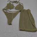 SweatyRocks Women's 3 Piece Zebra Striped Bikini Swimsuit Set & Beach Skirt Set Bathing Suit (Medium, Olive Green)