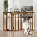 Dog Gates for Doorways, Tall Dog Gate Indoor, Foldable Pet Gates for Doorways Bedroom, Freestanding Puppy Gate with Metal Support Feet, Room Divider,3 Panels (Walnut)