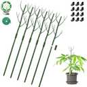 GardenPal 27.56" 6 Pack Detachable Twig Plant Support Stakes, Branch Sticks with Orchid Clips and Twist Ties, Blends with Plants - Ideal Plant Stakes for Indoor/Outdoor Use