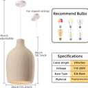 JAYMP Wabi Sabi Pendant Light for Dining Room Kitchen Island Light Hallway Restaurant Hanging Lamp E26 Base Japanese Style Wine Bottle Shape Fixture, 1 Pack (Light Brown,C Shape, D26H46cm)