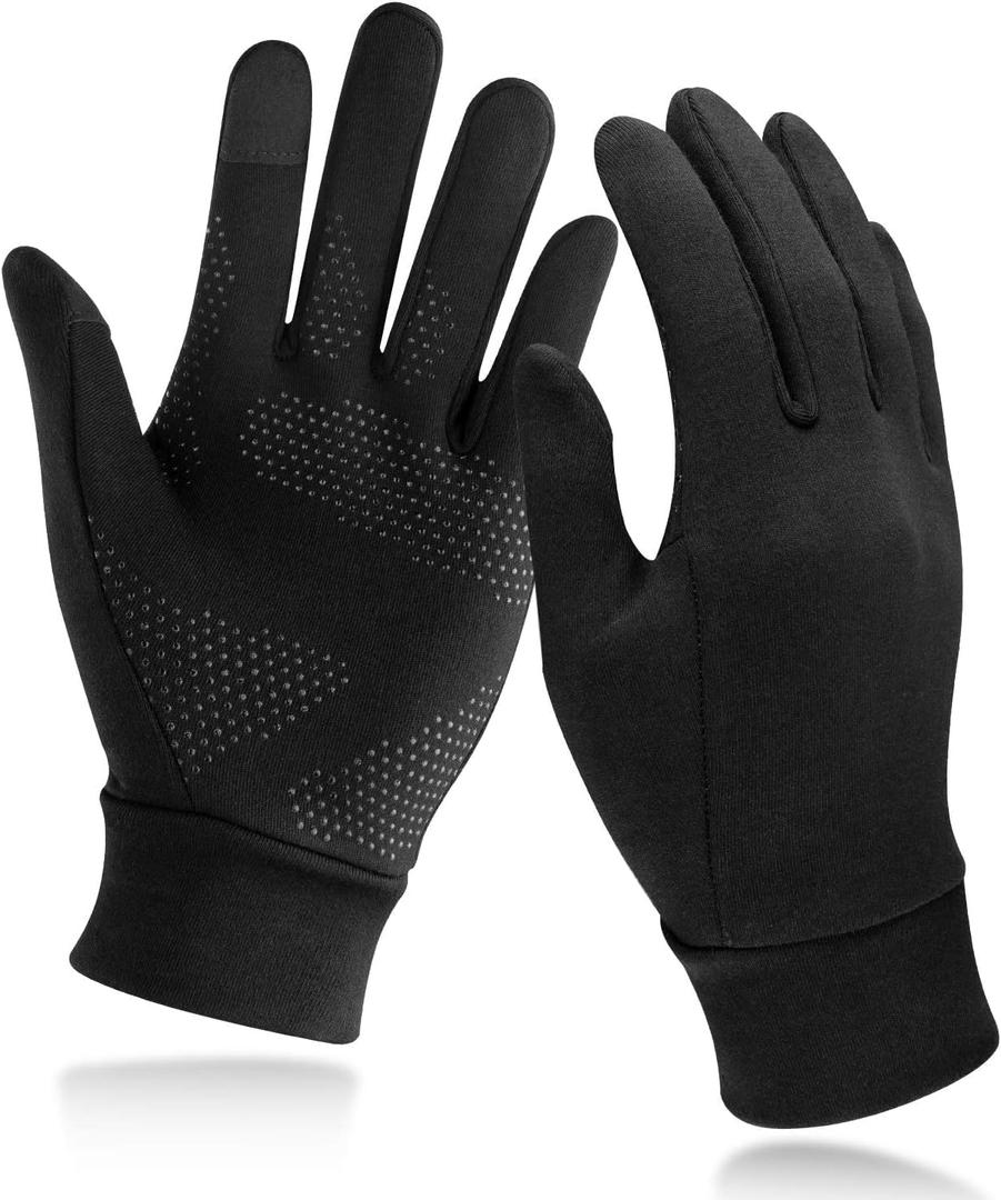 Unigear Lightweight Running Gloves, Touch Screen Anti-Slip Warm Gloves Liners for Cycling Biking Sporting Driving for Men Women (Black)