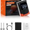 Portable Electric Ball Pump Inflator and Deflator with Foldable Needle, Rechargeable Battery Powered Sports Ball Air Pump with Pressure Gauge for Basketball, Soccer, Football