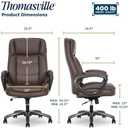 Thomasville Lansing Big & Tall Office Chair, High-Back DeskChair, Adjustable Ergonomic Support, Semi-Plush ComfortCraft Seat Cushion Technology, Padded Headrest and Armrests, Vegan Leather, Dark Brown