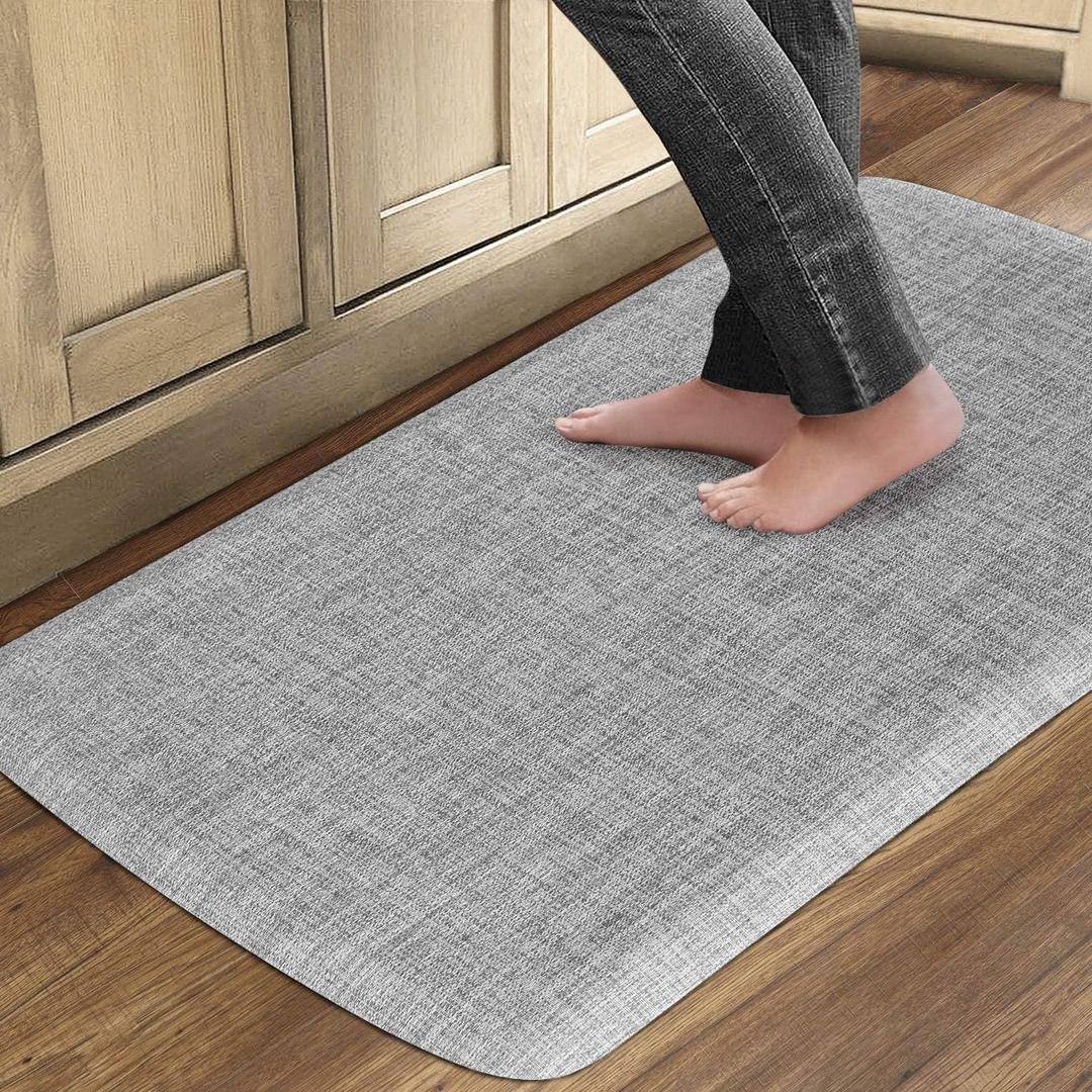Kitchen Anti Fatigue Rugs 20x39x3/4-Inch Floor Comfort Soft Mats Waterproof Non Skid Thick Cushioned for Standing Desk Garages Light Grey