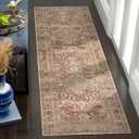 vivorug Machine Washable Runner Rug, 2' x 7', Entryway Rug Hallway Runner Rug, Vintage Inspired Rug, Rust/Antique