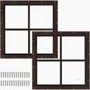 2 Pack 16" x 16" Brown Shed Window with Tempered Glass Household Windows with Screws for Shed, Chicken Coop, Playhouse, Garage and Barns, (No Screen)