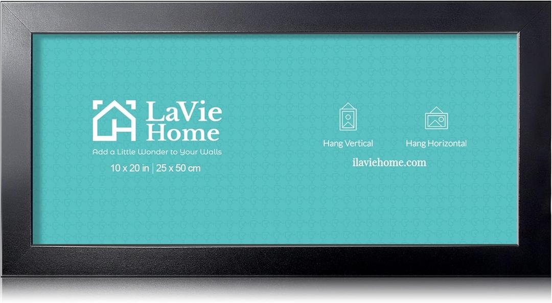 LaVie Home 10x20 Picture Frame Black, Panoramic Picture Frame for Wall Decoration, Classic Black Minimalist Style Suitable for Decorating Houses, Offices, Hotels1 Pack