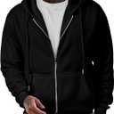 JMIERR Mens Full Zip Casual Cotton Hooded Fleece Drawstring Hoodies Pullover Sweatshirts Casual Long Sleeve Shirts (X-Large, Black)