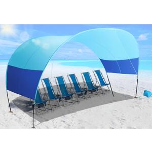 Beach Canopy Sun Shade, Beach Tent Sun Shelter Wind Sail Camping Sun Shelter Portable Seaside Tent Shelter Canopy Outdoor Beach Sun Shade for Family Vacation and Camping (Patent Pending)
 18x10ft
