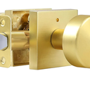 coolnews Gold Door Knobs Interior, Privacy Door Knob with Lock, Heavy Duty Square Modern Door Handle for Bedroom Bathroom, Satin Brass 6 Pack