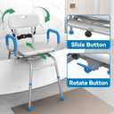 Loyoda FSA/HSA Eligible Sliding Shower Chair Tub Transfer Bench for Bathtub with Swivel Seat, Shower Bench with Pivoting Arms, Height Adjustable Shower Seat, 350 lbs,White&Blue,Standard