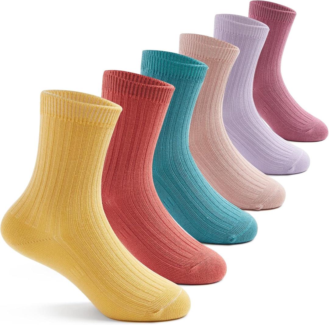 Boys Cotton Socks Kids Colorful Quarter Socks Cartoon Seamless Dress Socks Bears for Boys 6 Pack (5-7 Years, G-solid Color 6 Pair)