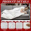 Tudomro 50x60 Winter Throw Blanket White Snowflake 3D Textured Embroidered Winter Holiday Blanket Plush Fuzzy Faux Fur, Neutral Farmhouse & Modern Home Decor for Sofa Couch Bed