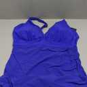 Blooming Jelly Women One Piece Swim Dress Tummy Control Swimsuits Slimming Mesh Sheer Sarong Wraps Bathing Suit (X-Large, Royal Blue)