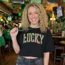 St Patricks Day Shirt Women Crop: Sexy Saint Patricks Day Crop Tops Funny Shamrock Tshirt Irish Graphic Tee (Black, L)