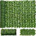 Faux Ivy Privacy Fence Screen 4PCS 20 x 20 Inch Artificial Faux Ivy Hedge Expandable Faux Privacy Fence Decoration for Wall Screen, Outdoor Garden, Wedding Decor (40x40 inches)