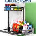 Under Sink Organizer, 2 Packs Height Adjustable Under Sink Storage, Pull Out Cabinet Storage Shelves, Slide Out Drawer for Kitchen Bathroom Pantry. (Black, 2 Pack)