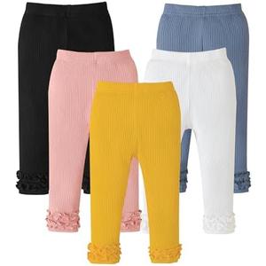 Aura Vane Toddler Girl Pants 5 Pack 2-3T Girl Pants Leggings Black Pink White Blue Yellow Stretchy Ruffle Bottoms Toddler Girls Bottoms Leggings