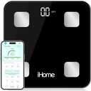 iHome Digital Bluetooth Smart Scale for Body Weight, Weight Scale, Including BMI, Body Fat, Muscle Mass, Batteries Included (Black Smart Bluetooth)