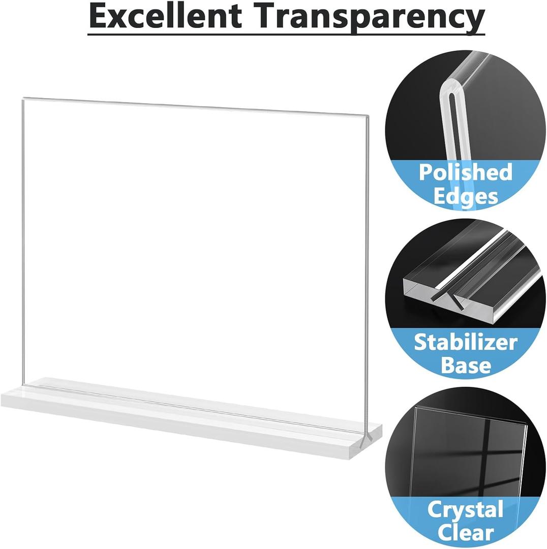 MaxGear 8.5 X 11 Acrylic Sign Holder Horizontal 1 Pack, Double Sided Display Stand, Clear Table Sign Flyer Menu Holders, Plastic Paper Stand Picture Frame for Office, Store, Restaurant