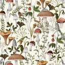 Mushroom Wallpaper Peel and Stick Wallpaper Boho 17.7" x 197" Self Adhesive Removable Wall Paper Leaf Forest Mushroom Contact Paper for Countertops Cabinet Decor