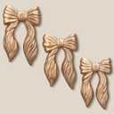 Honeydak 3 Pcs Gold Resin Bow Knot Wall Hanging Decoration Vintage Art Bow Ornament Golden Bowknot Wall Craft Sculpture for Photo Frame Wedding Bedroom Living Room Kitchen Bathroom