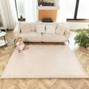 Hakuna Matte CloudSoft Mat for Floor 60" x 80" Beige Coral Velvet Memory Foam Rug Non-Slip, Water-Resistant