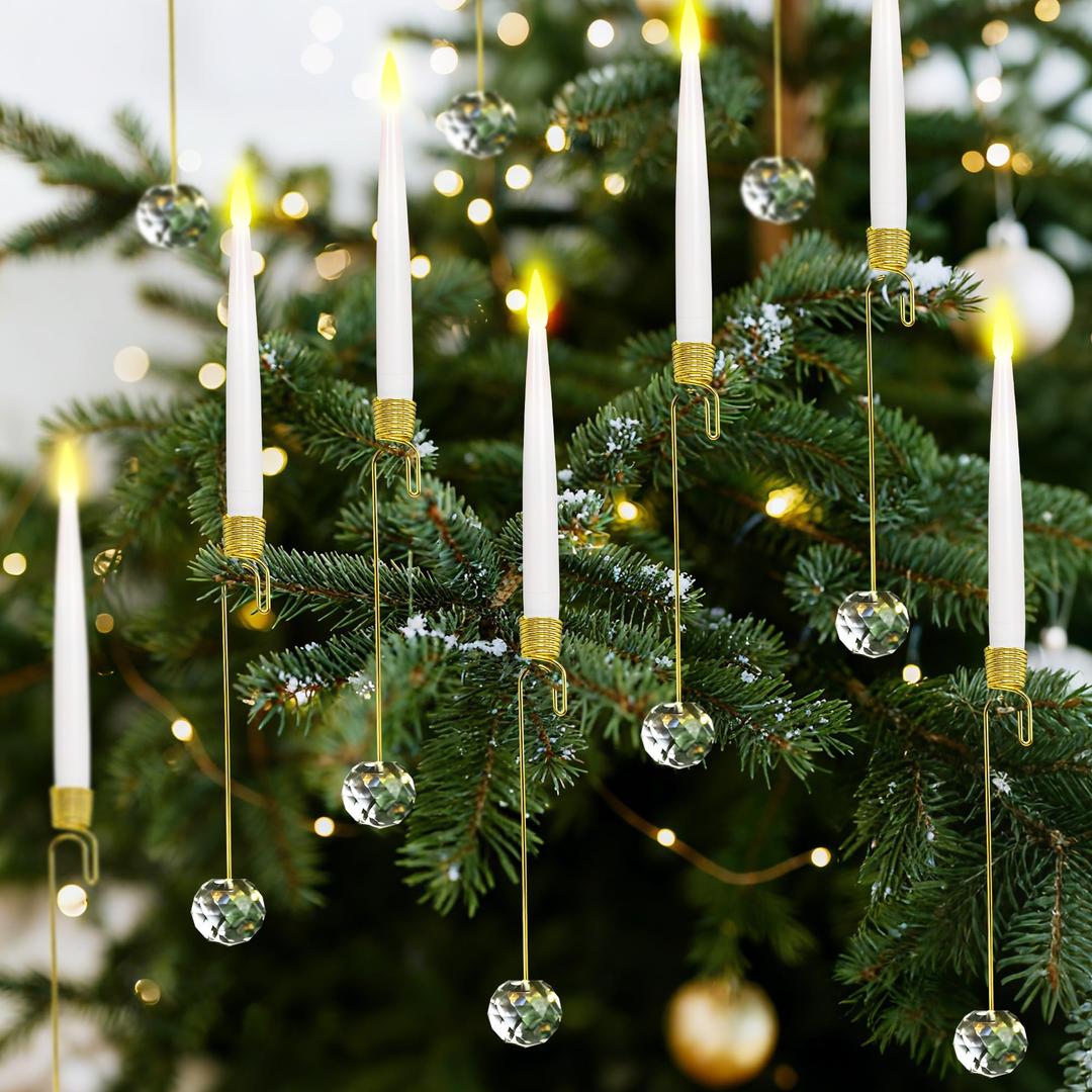 JOIONE Flameless Christmas Tree Candles with Remote, 6 Pack Battery Operated LED Candles with Suction Cup for Christmas Tree, Flickering Flame for Xmas Indoor Decor - Bird