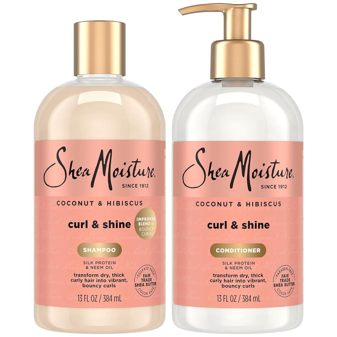 SheaMoisture Coconut & Hibiscus Curl & Shine Shampoo & Conditioner for Bouncy Curls, Frizz Control, 13 Oz Ea (26 Fl Oz (Pack of 2)) SheaMoisture Coconut & Hibiscus Curl & Shine Shampoo & Conditioner for Bouncy Curls, Frizz Control, 13 Oz Ea (26 Fl Oz (Pack of 2))