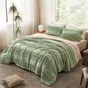 Luxudecor Sage Green Tufted Comforter Set King Size 3 Pieces Boho Shabby Chic Comforter Farmhouse Embroidery Bedding Set Soft Comforter for All Seasons (Sage Green, 104''x90'')
